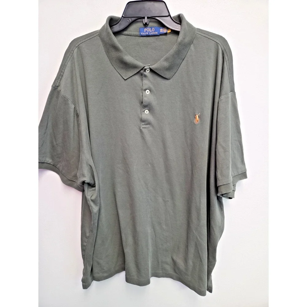 Polo Ralph Lauren Shirt Mens 4XB Polo Pima Soft Cotton Flesh Pony Olive